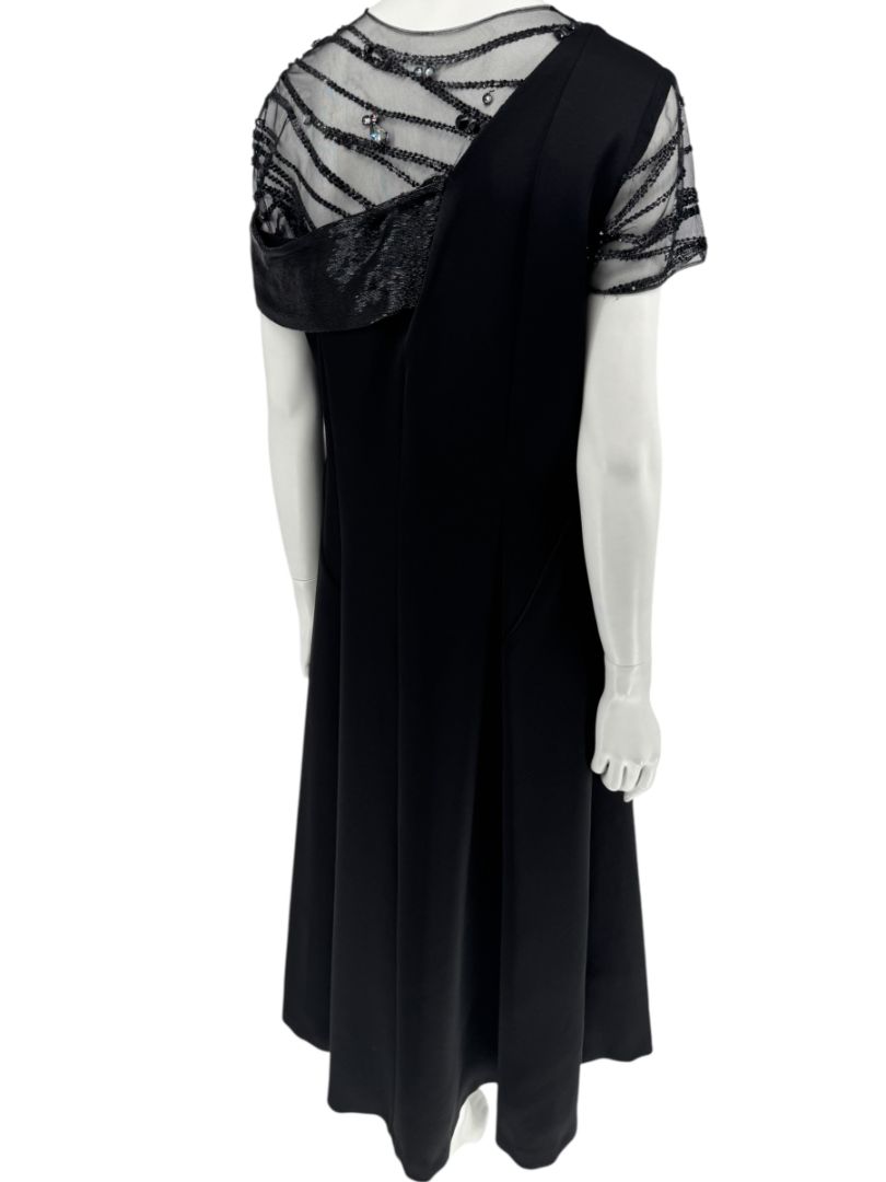Pamella Roland Black Beaded Illusion Gown – See Measurements – Large