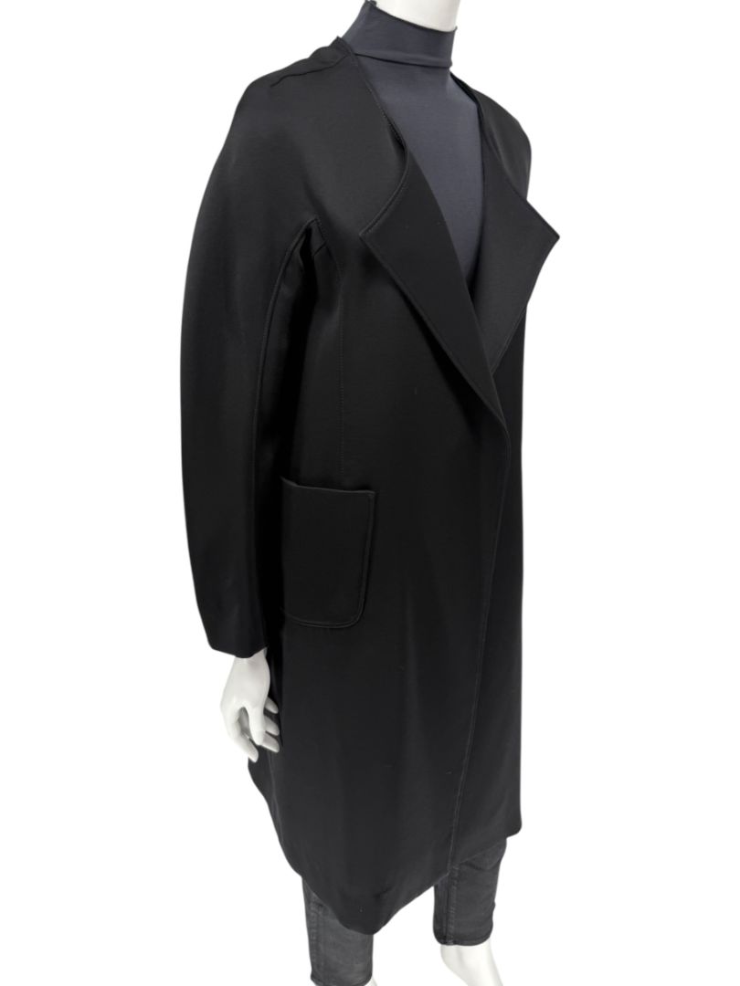Pamella Roland Black Open-Front Longline Coat – Large