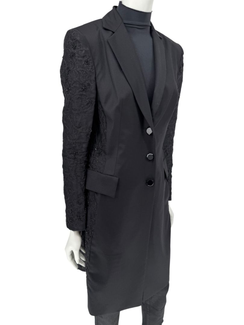 Pamella Roland Black Embellished Longline Jacket – Large