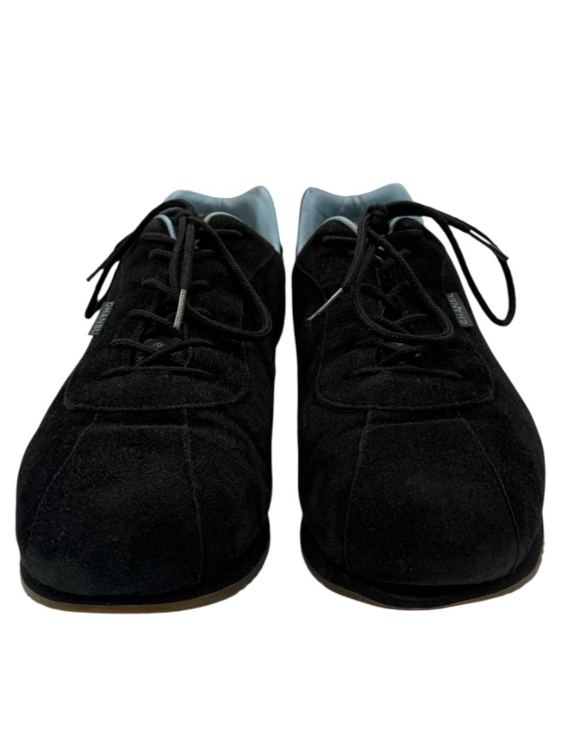 Chanel Black Suede Lace-Up Sneakers – Size 40