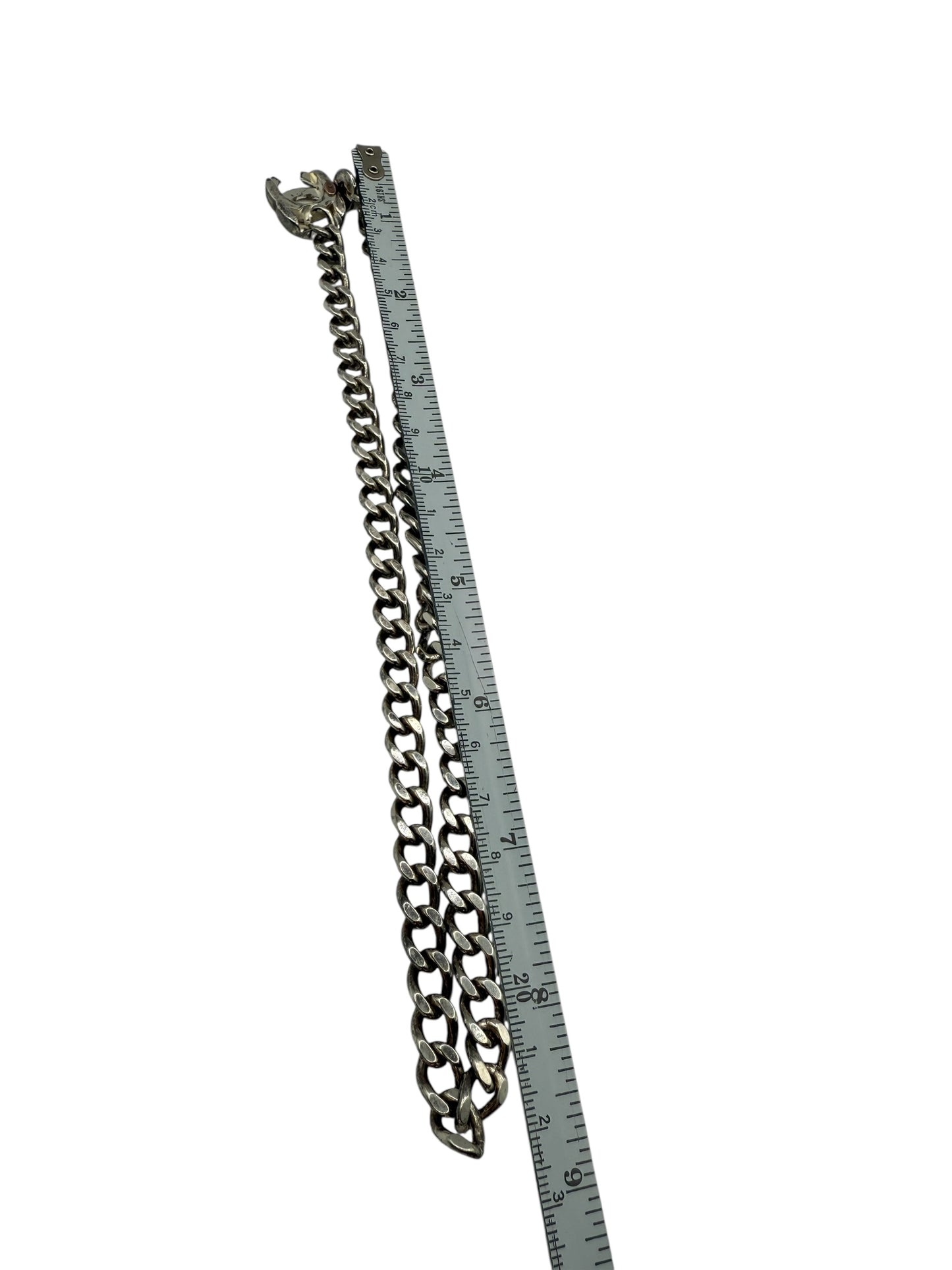 CHANEL Vintage 1996 Silver-Tone CC Turn Lock Chain Necklace
