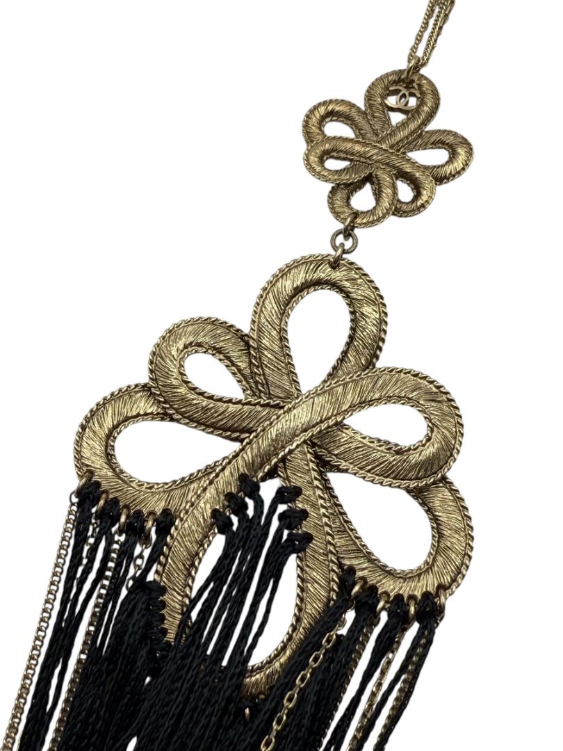 Chanel Paris-Shanghai Métiers d’Art 2010 Gold & Black Silk Tassel Necklace – Signed 10A