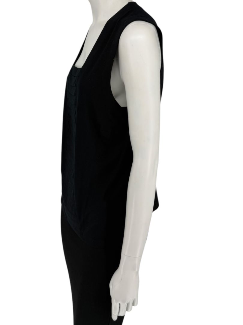 Akris Punto Black Modal-Blend Pleated Front Sleeveless Top – Size US 14