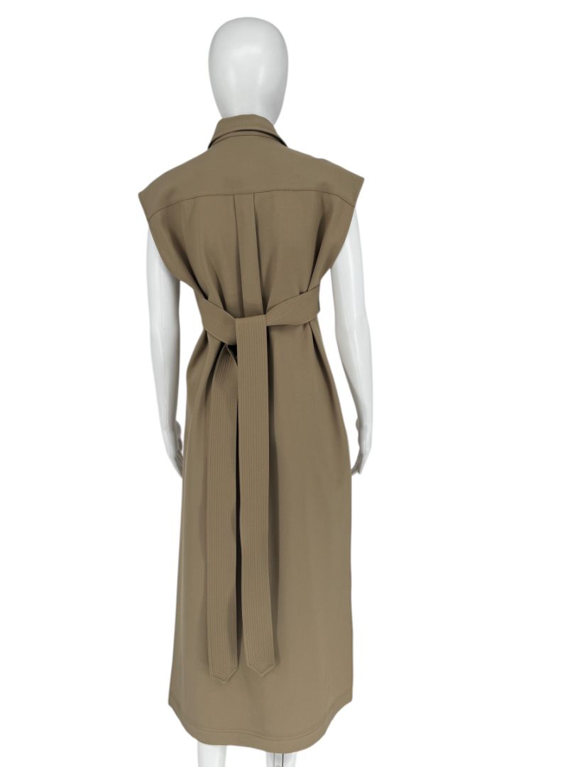 Céline Khaki Wool Belted Utility Midi Dress – Size FR 42 (US 8/10)