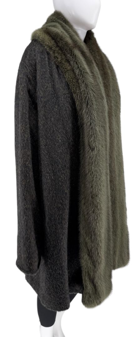 Jacobson’s Vintage Alpaca Swing Coat with Mink Fur Trim – Size 10