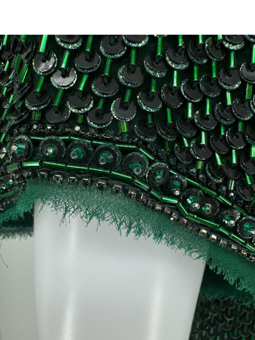 Pamella Roland Emerald Sequin Embellished Dress