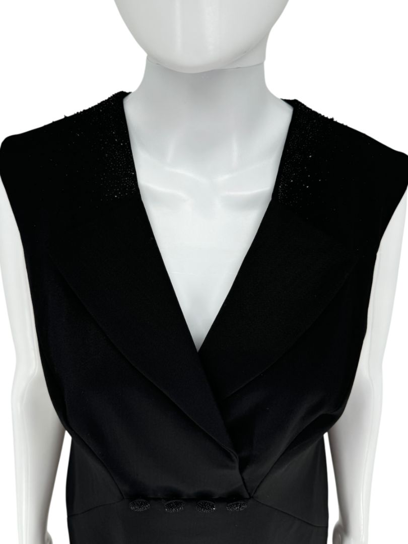 Pamella Roland Embellished Tuxedo-Inspired Sheath Dress