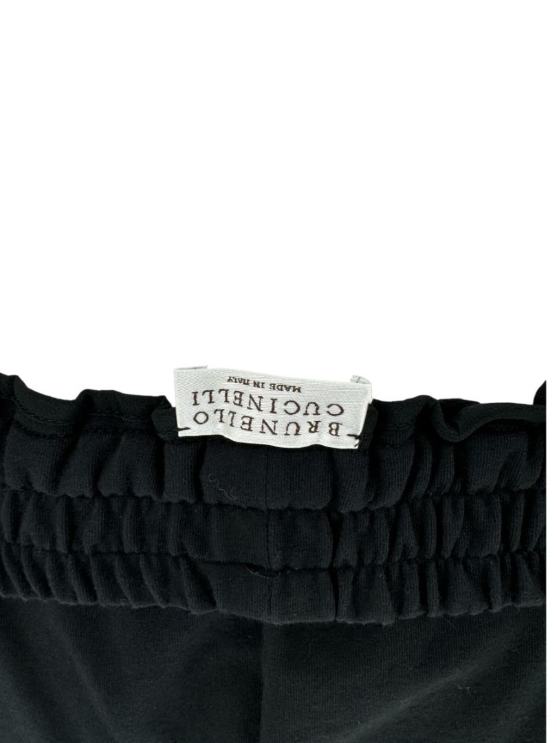 Brunello Cucinelli Black Cotton Joggers with Metallic Trim - Large