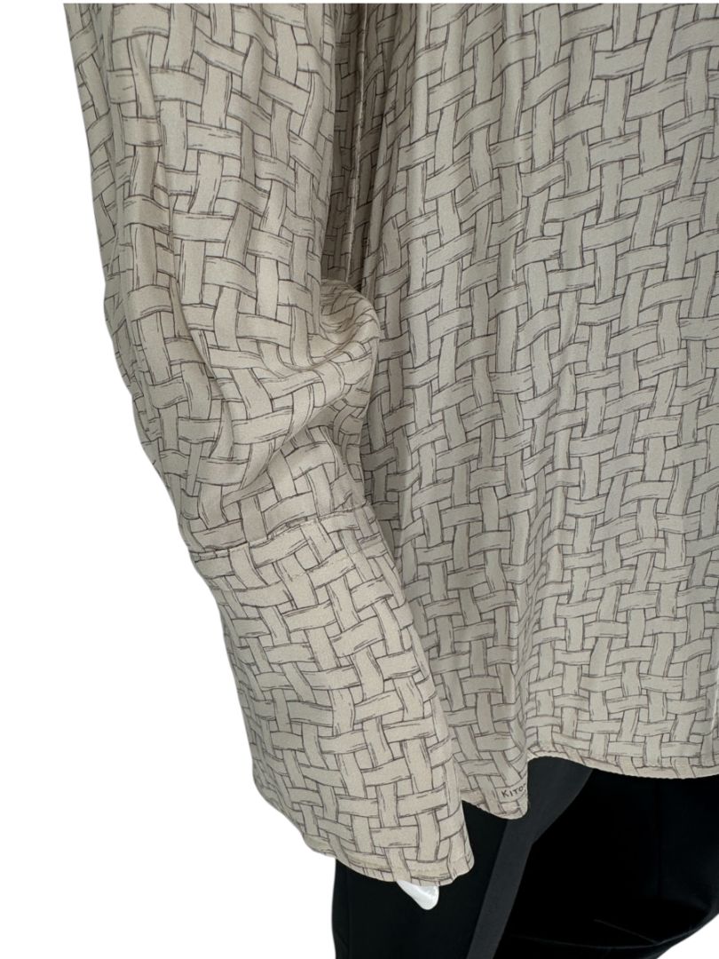 Kiton Woven Print Silk Blouse - L