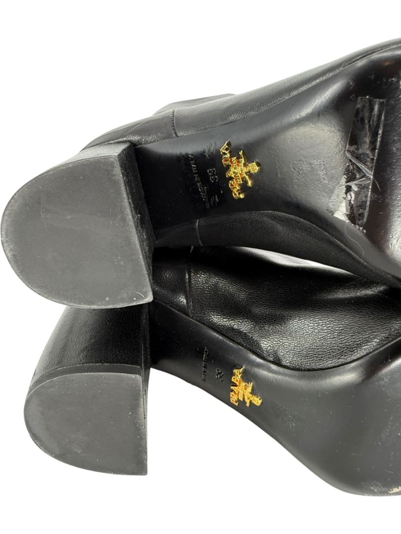 Prada Black Leather Knee-High Boots – Size 39.5