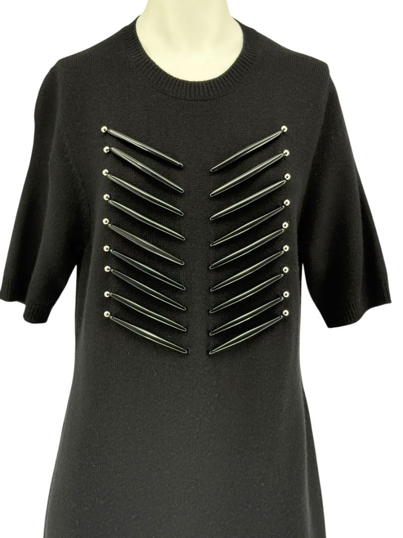 Louis Vuitton Black Cashmere Sweater Dress with Hardware Detail – Size L