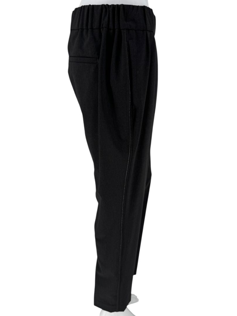 Brunello Cucinelli Charcoal Wool-Blend Elastic Waist Trousers – Size 8