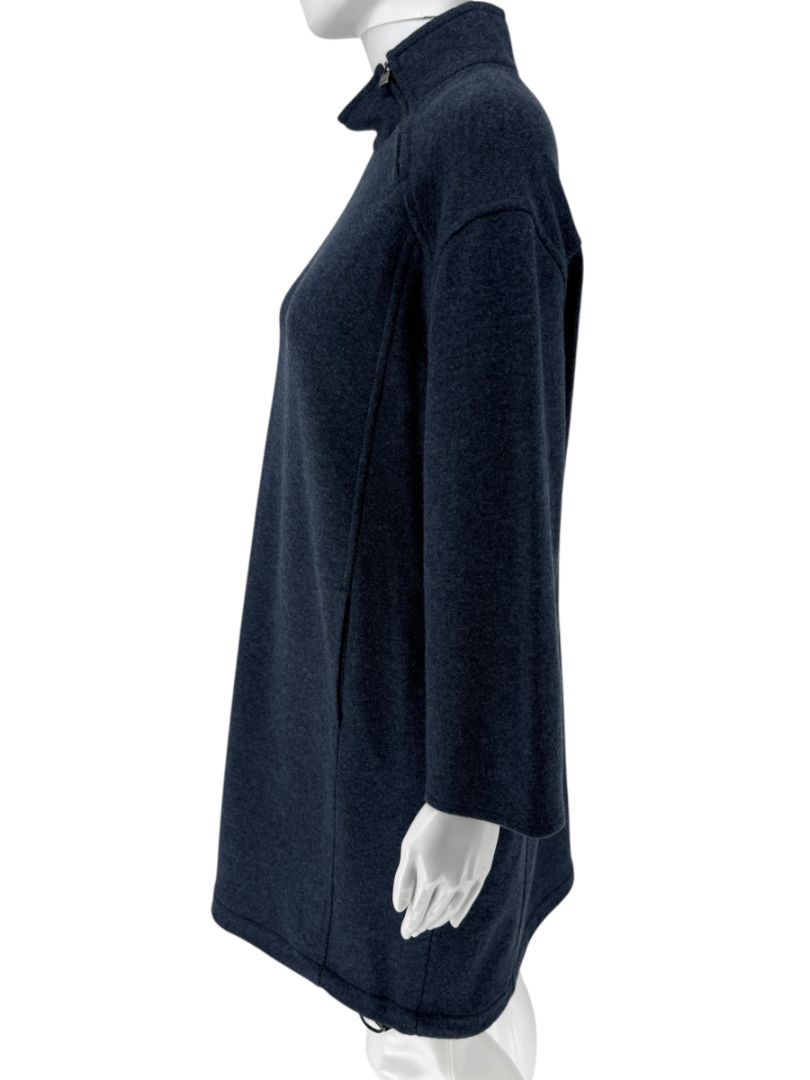 Loro Piana Blue Cashmere Funnel Neck Tunic with LP Zip – Size M