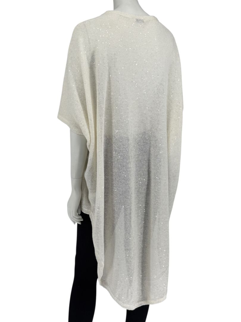 Brunello Cucinelli Ivory Hi-Low Sequin Knit Tunic – Size L