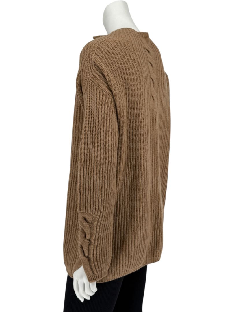 S’Max Mara Camel Ribbed Wool-Cashmere Sweater – Size M