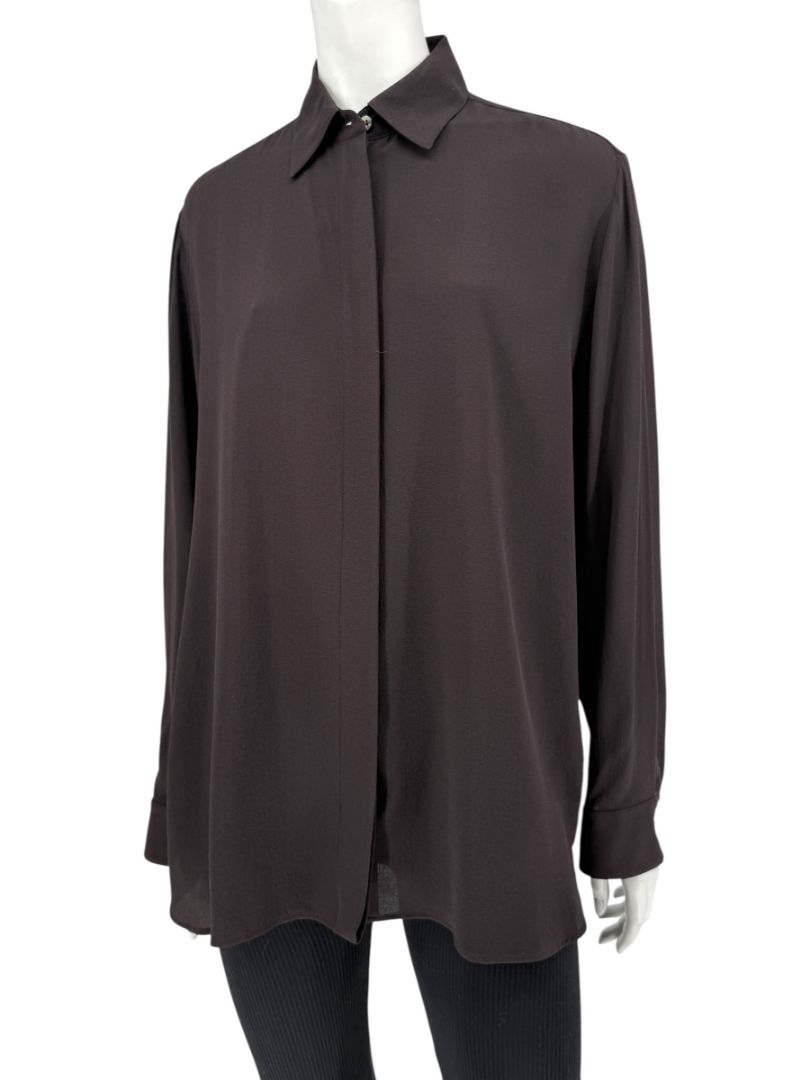 The Row Black Silk Button-Front Shirt – Size XS