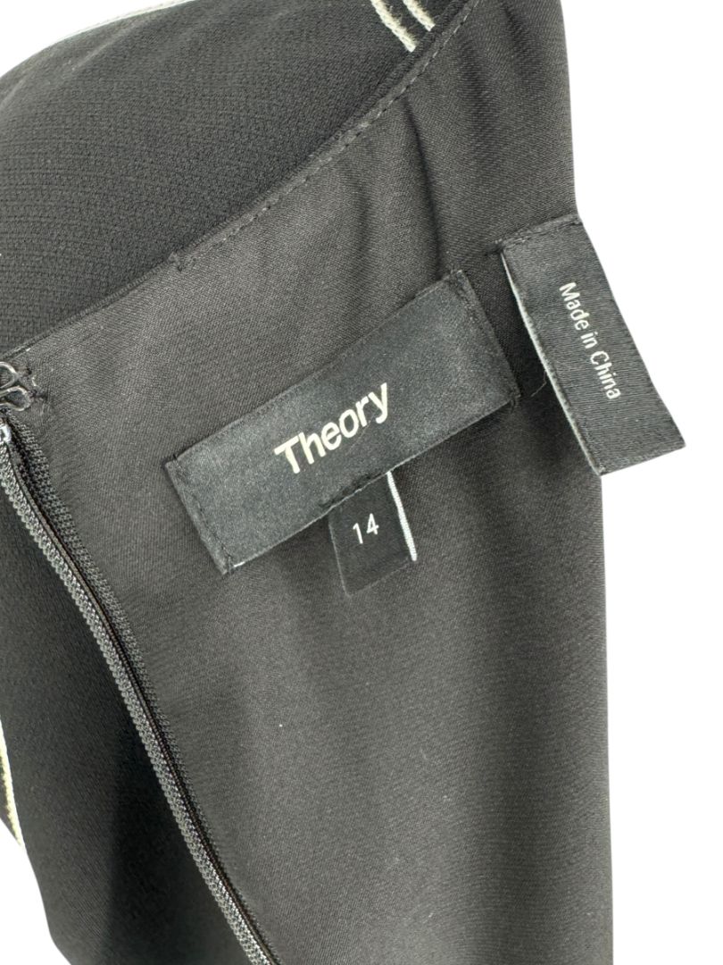 Theory Black Embroidered Cap Sleeve Shift Dress – Size 14