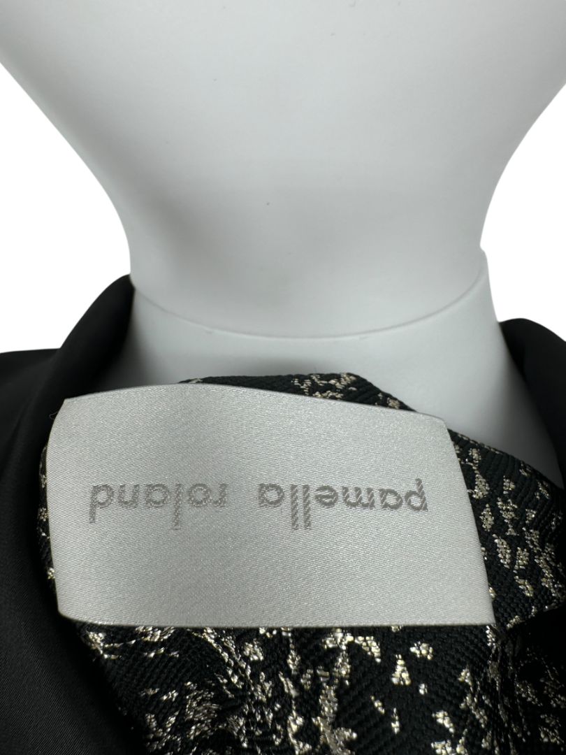 Pamella Roland Metallic Brocade Tuxedo Coat with Beaded Cuffs – Large