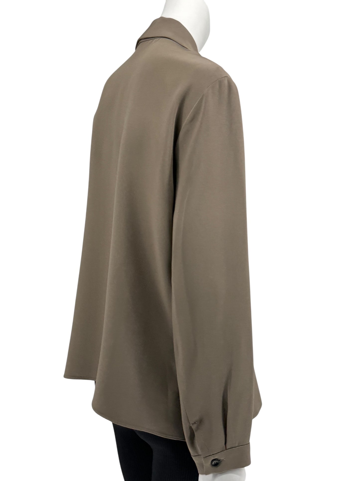 Peter Cohen Taupe Silk Convertible Collar Blouse – Size L