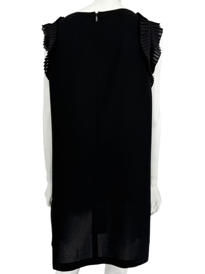 Lafayette 148 Black Shift Dress with Pleated Ruffle Sleeves – Size M