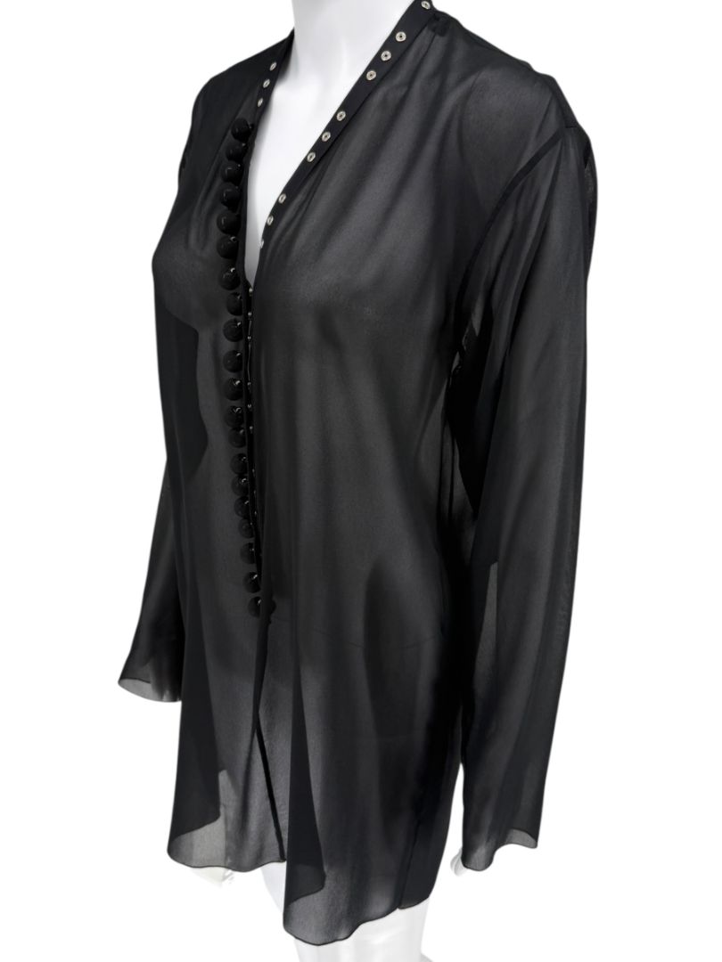 Maison Margiela Sheer Black Button-Front Blouse/Cover-Up – IT 42