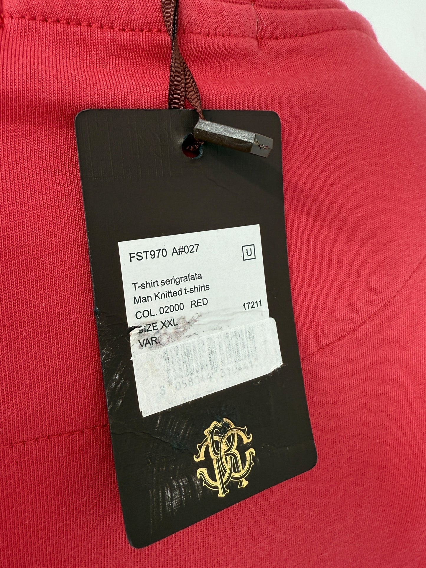 Roberto Cavalli Red Graphic Snake Logo T-Shirt – Size XXL