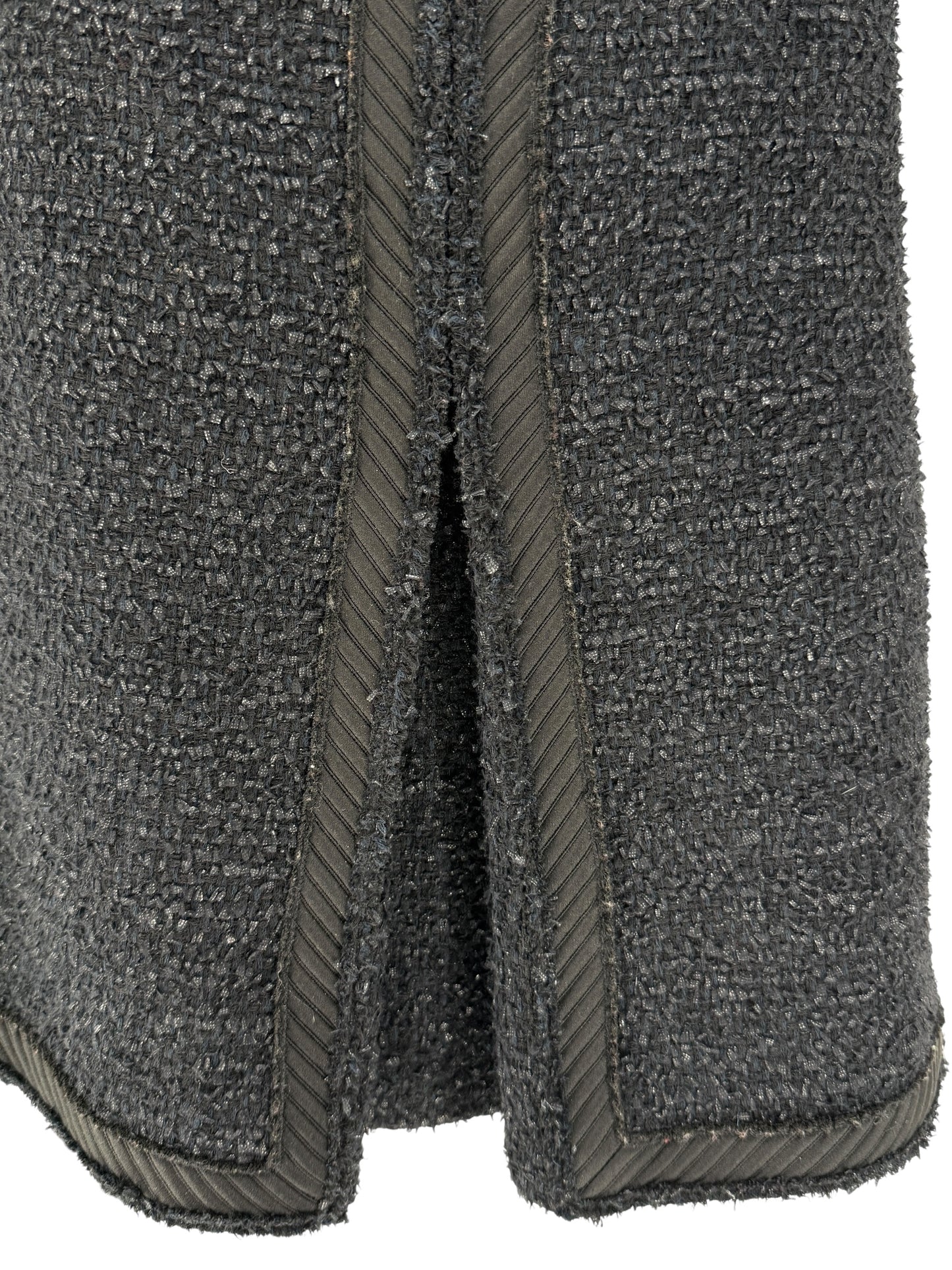Chanel Black Bouclé A-Line Skirt with Grosgrain Trim – Size FR 46