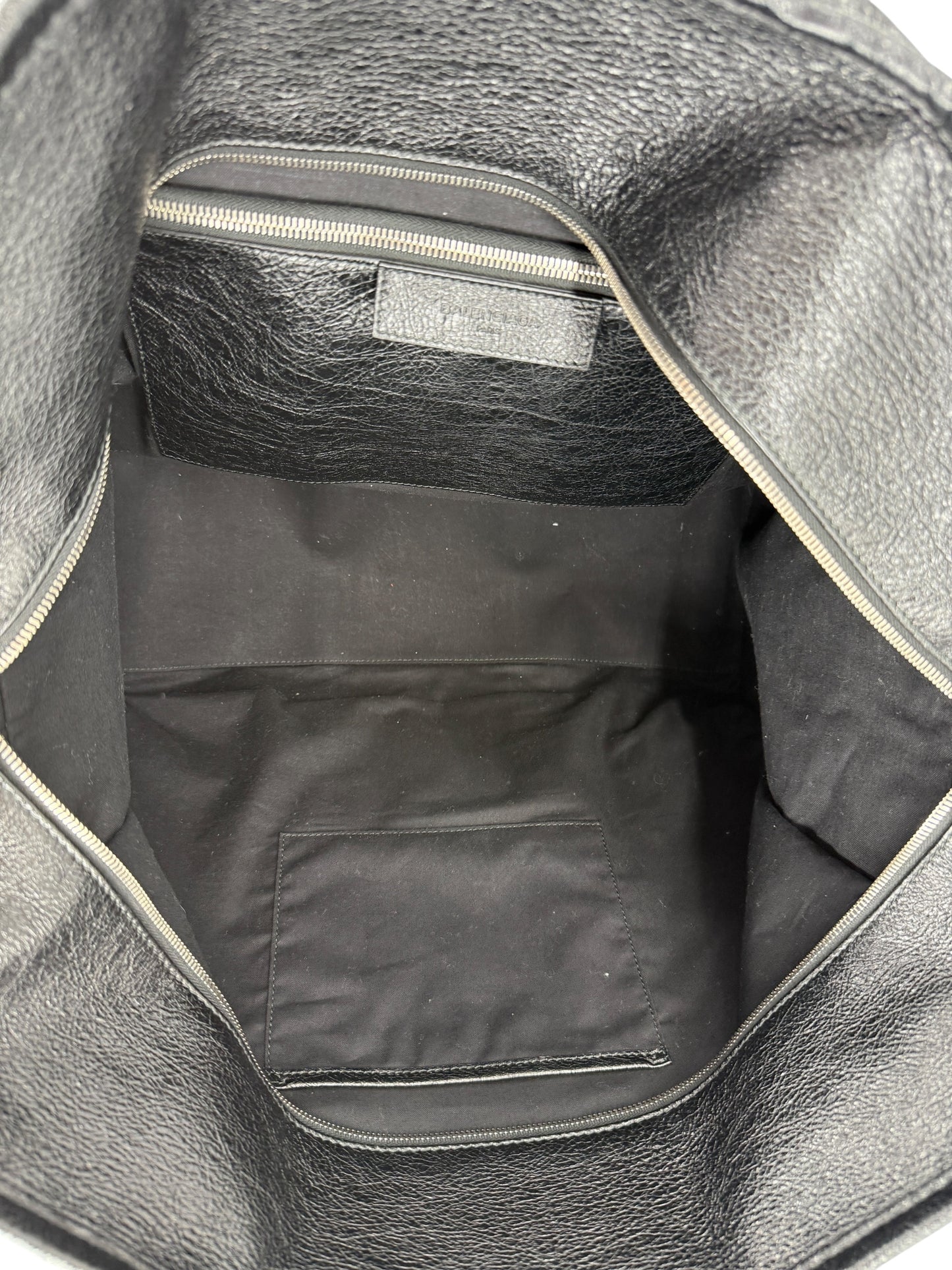 Balenciaga Black Arena Leather Bazar Shopper Tote Bag - XL