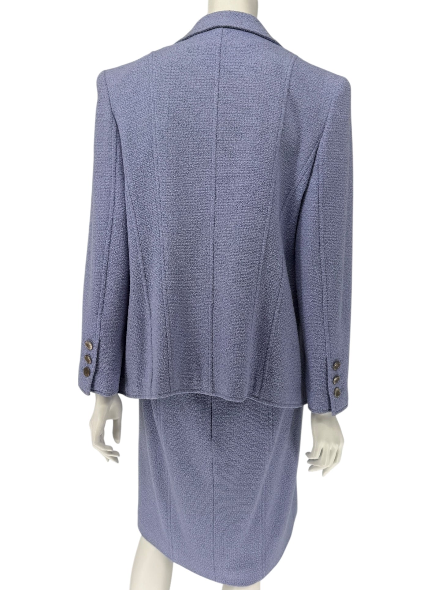 Fall 1998 Chanel Boutique Periwinkle Tweed Skirt Suit – Size FR 46