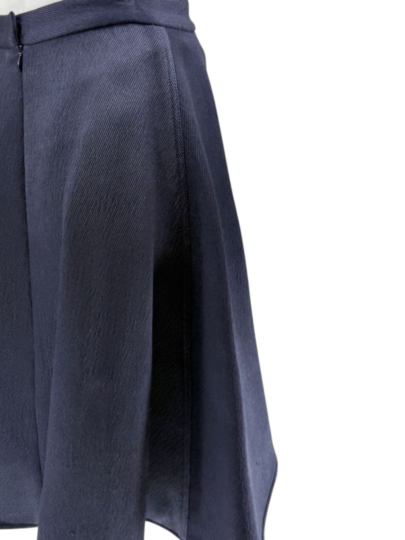 Pamella Roland Navy A-Line Skirt with Sculptural Hem - Large