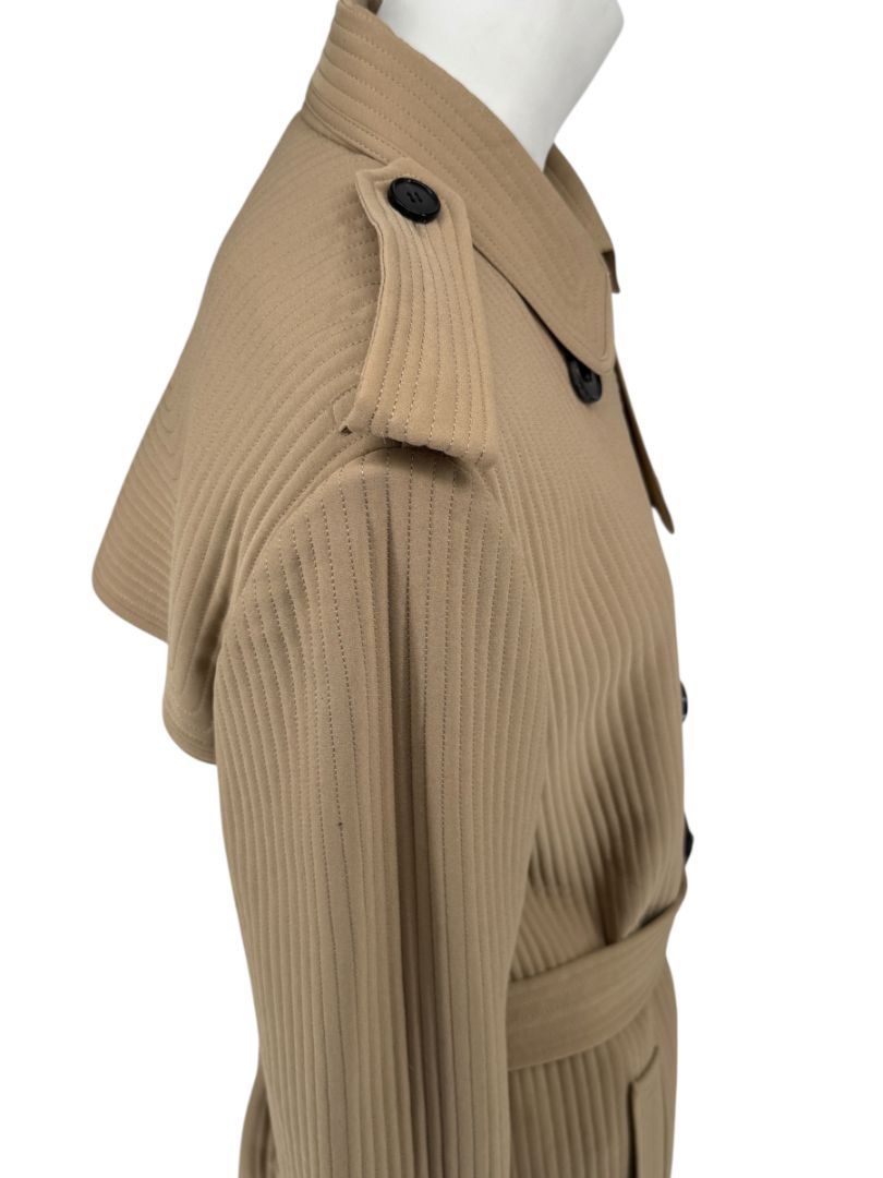 Valentino Camel Quilted Longline Trench Coat – Size IT 44 / US 10
