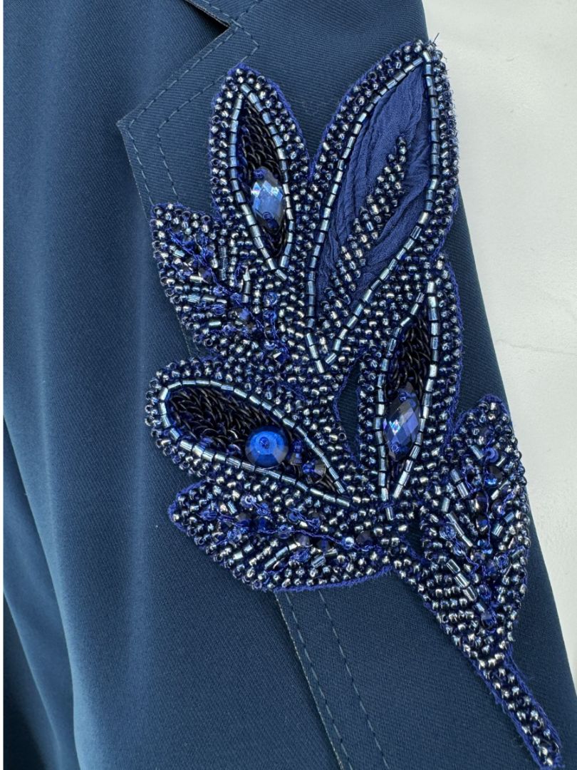 Pamella Roland Navy Embellished Pant Suit – Large