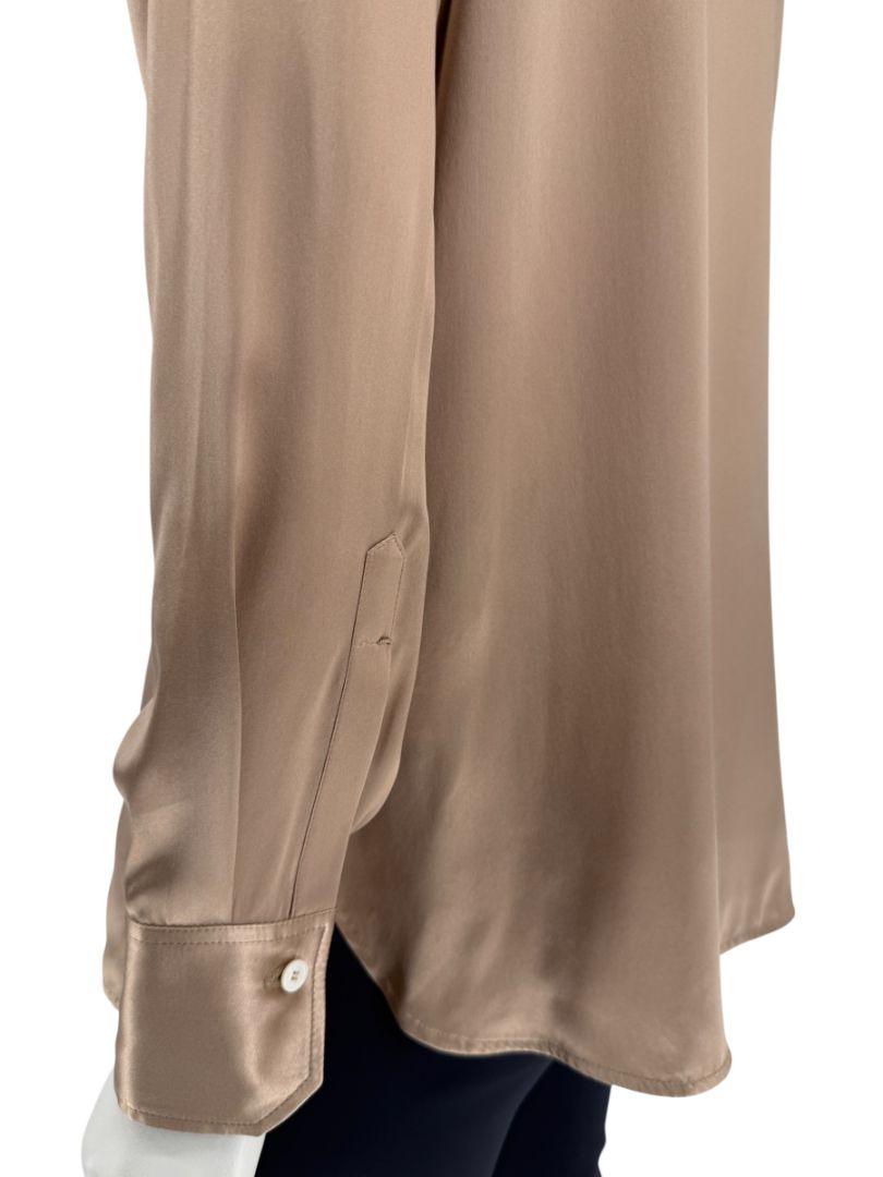 Brand New Kiton Bronze Silk Bow Blouse – Size 46