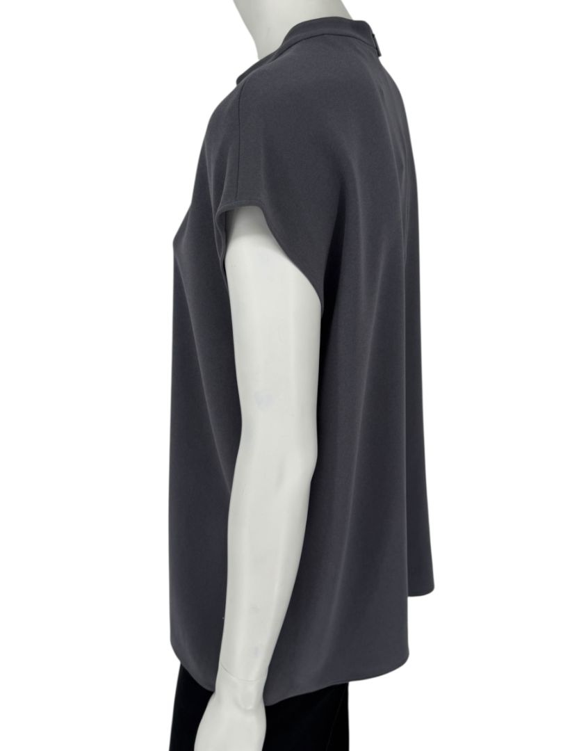 Tibi Charcoal Cap-Sleeve Mock Neck Top – Size L
