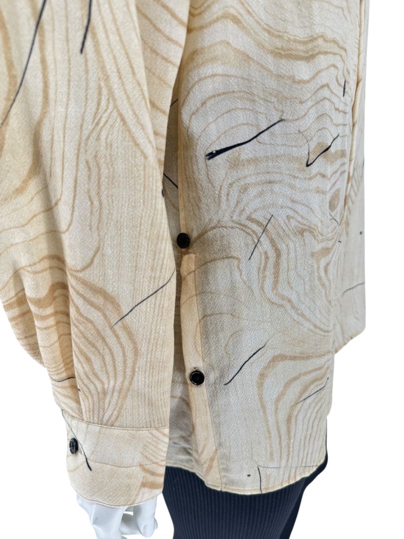 Lemaire Beige Woodgrain Print Button-Up Shirt – Size XS
