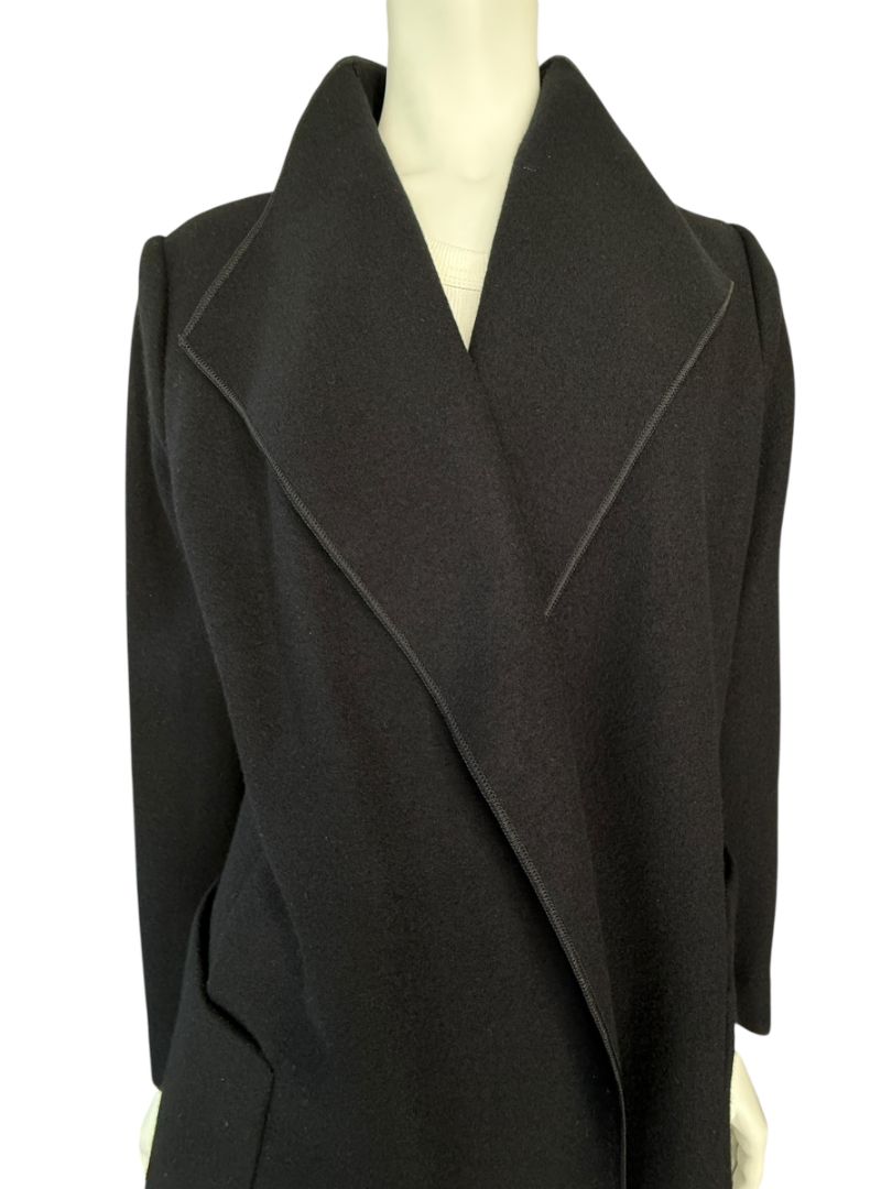 NWT Agnona Black 100% Cashmere Open-Front Coat – Size IT 46 / US 10