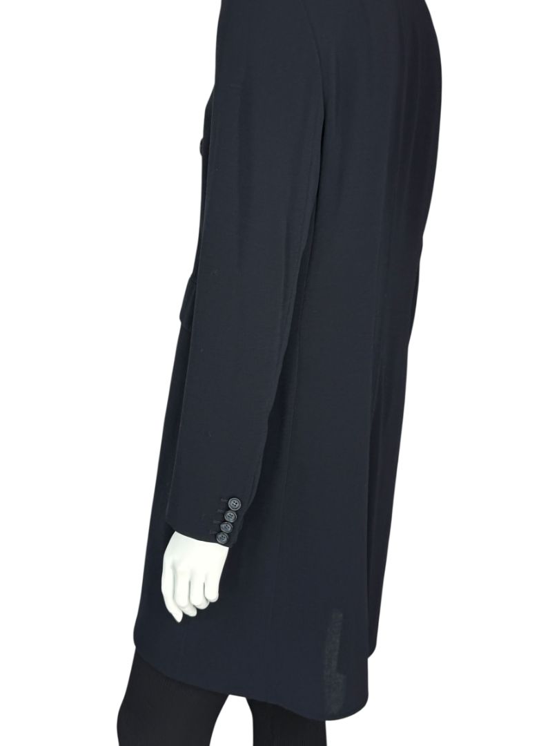 Akris Navy Wool-Blend Double-Breasted Longline Blazer Coat – Size US 8