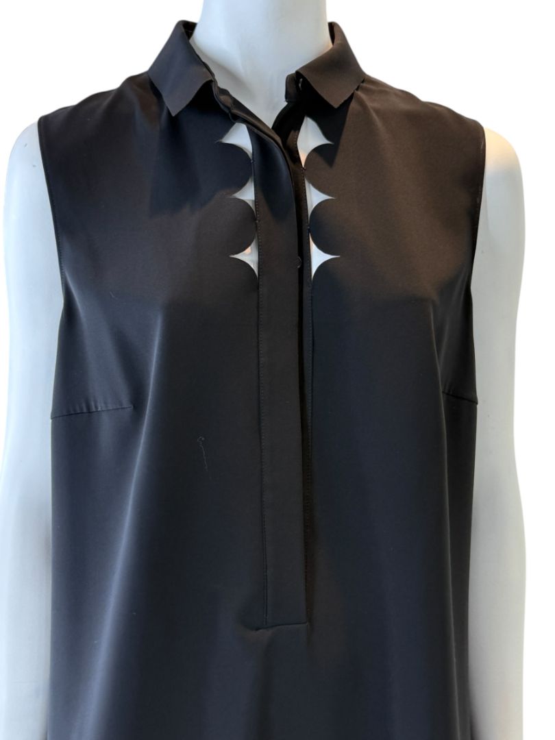 Akris Punto Black Sleeveless Scalloped Detail Tunic Top – Size 10
