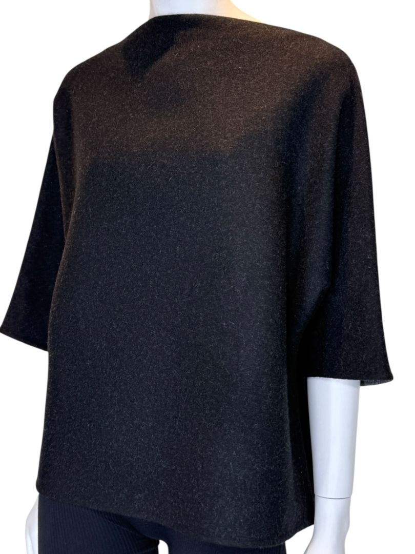 The Row Black Mélange Wool-Blend Top – Size Small