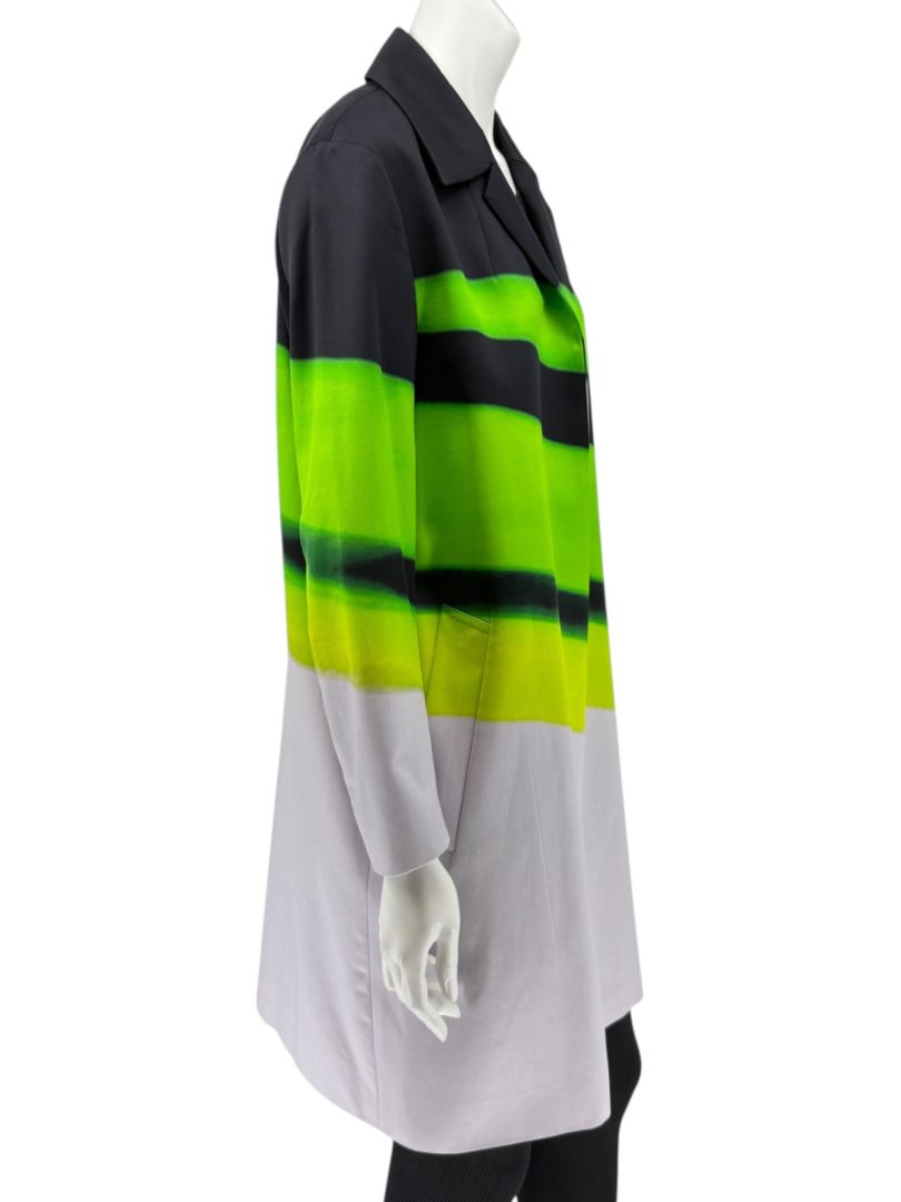 Dries Van Noten Black/Green Coat with Notched Lapels - FR 34