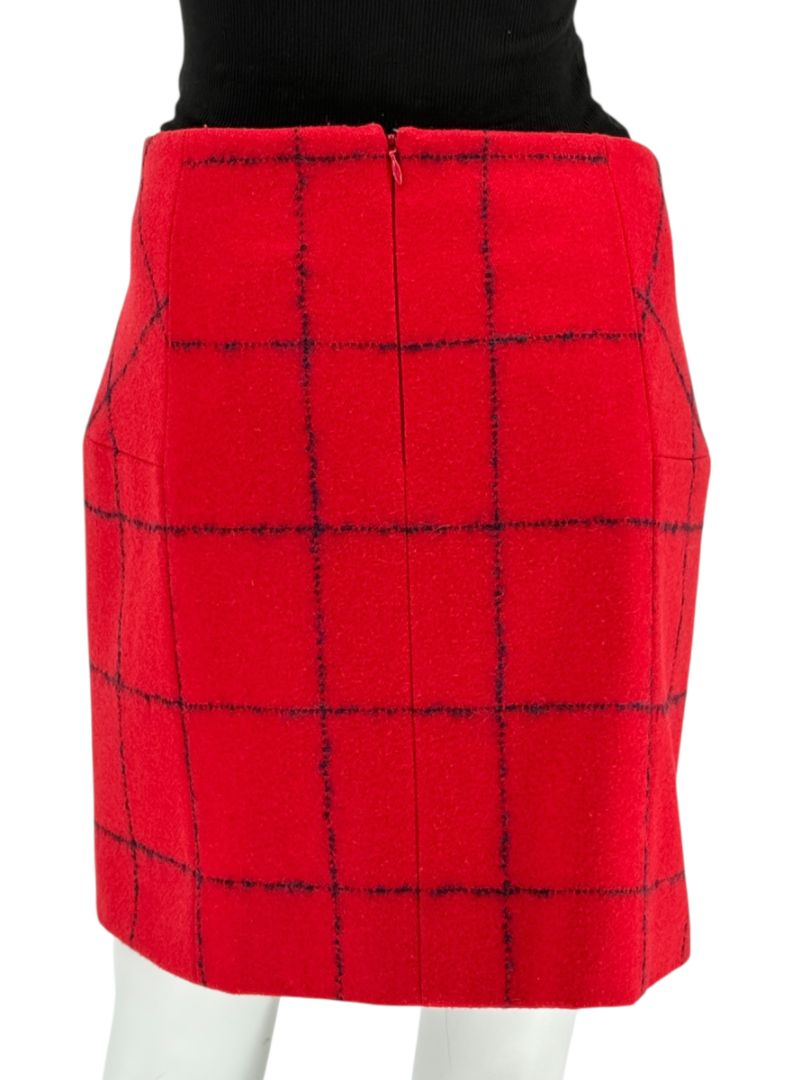 Christian Dior Red Wool Blend Windowpane Skirt – Size IT 46 (US 10)