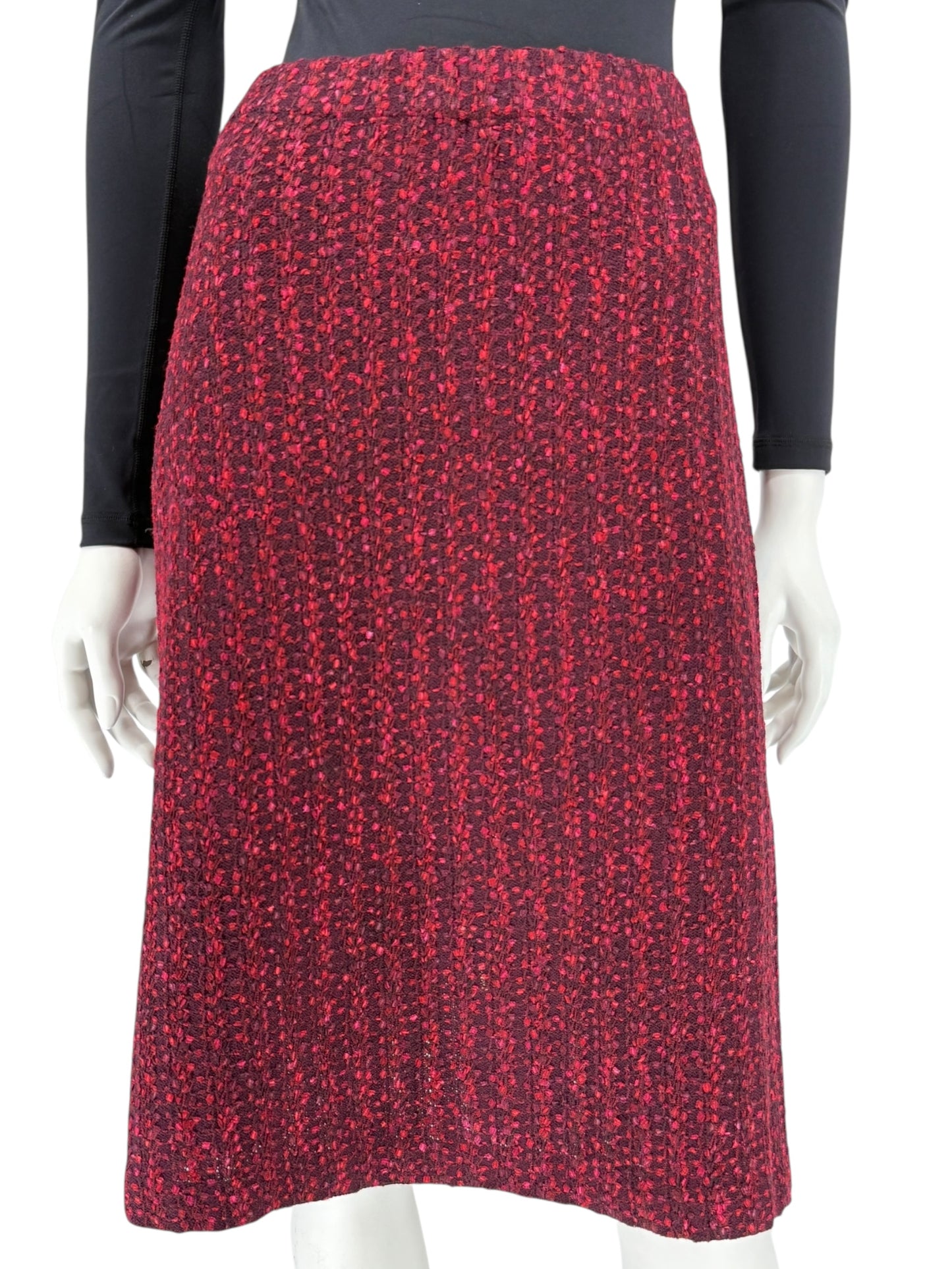 St. John Collection Red & Burgundy Knit Skirt Suit - Size 6