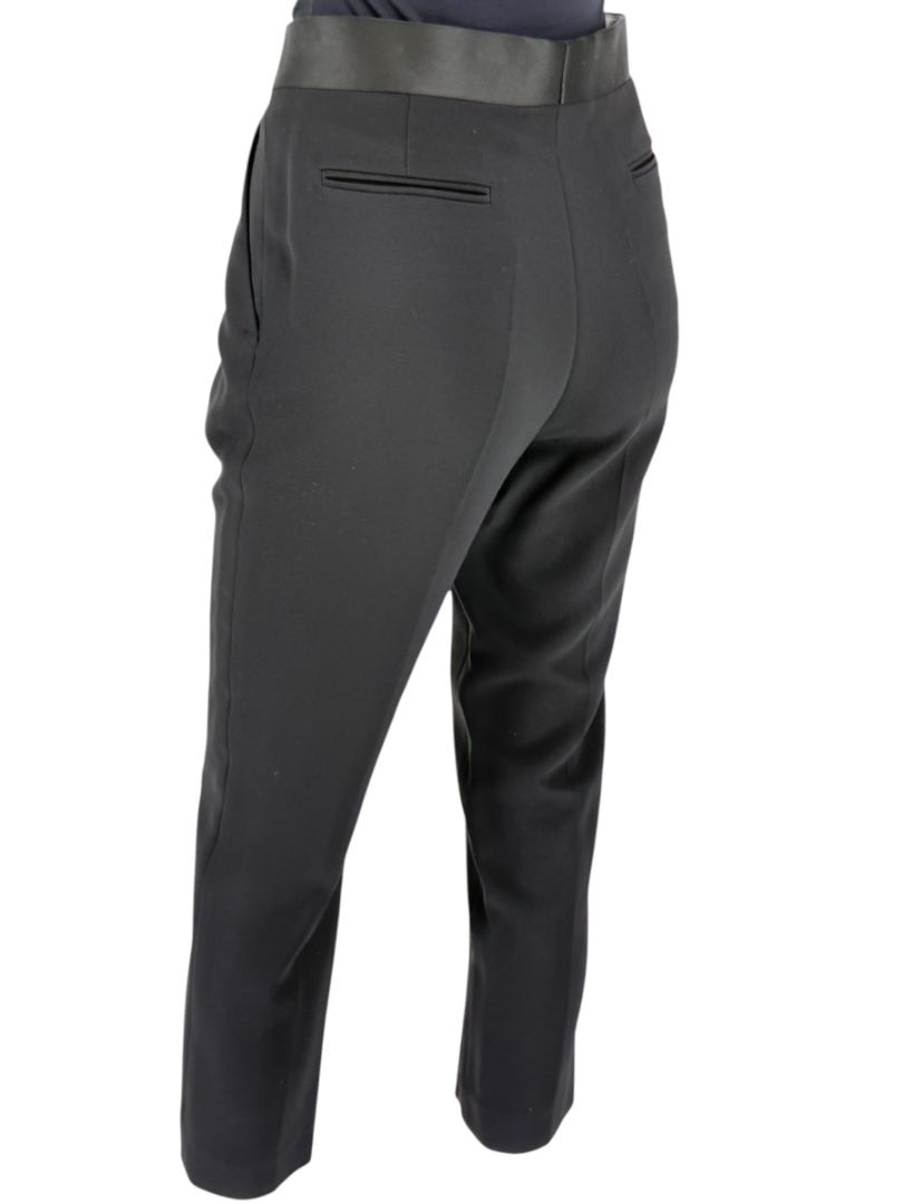 Céline Black Cropped Trousers with Satin Waistband – Size IT 42