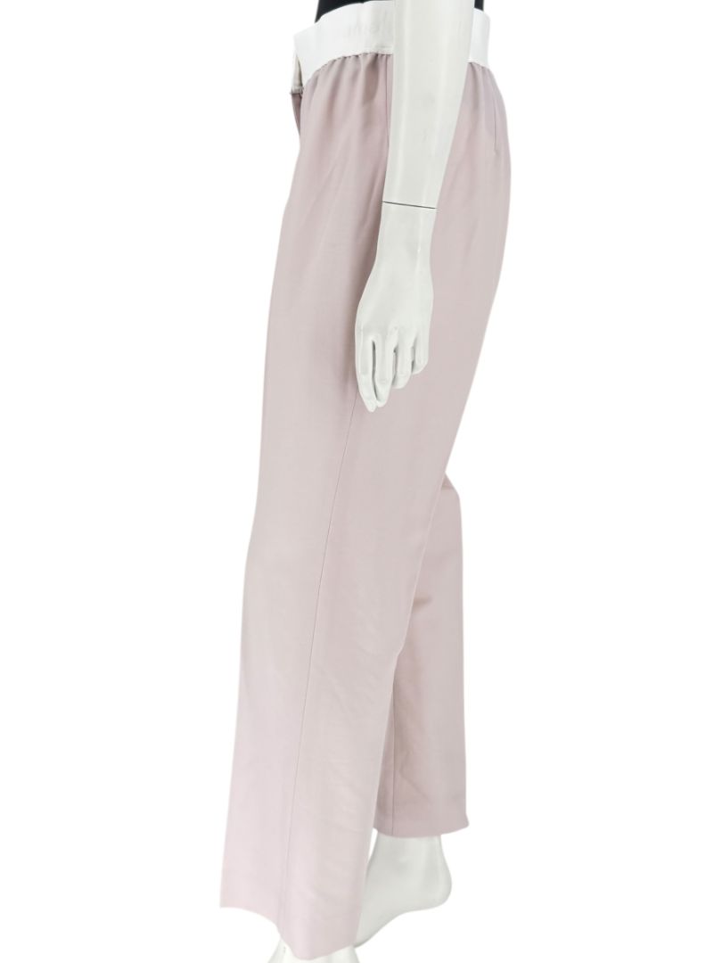 Pamella Roland Pale Pink Pants with White Logo Waistband – Large