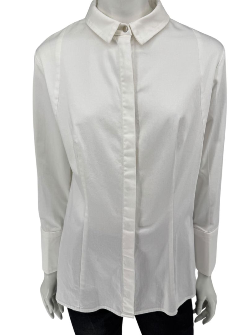 Pamella Roland White Button-Front Shirt – Large