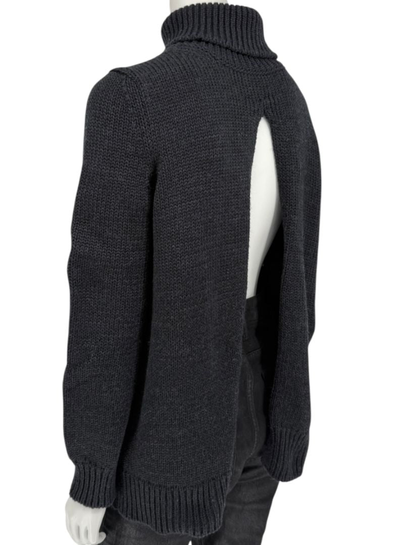 Louis Vuitton Fall 2007 Runway Soft Black Cutaway Turtleneck Sweater – Size M
