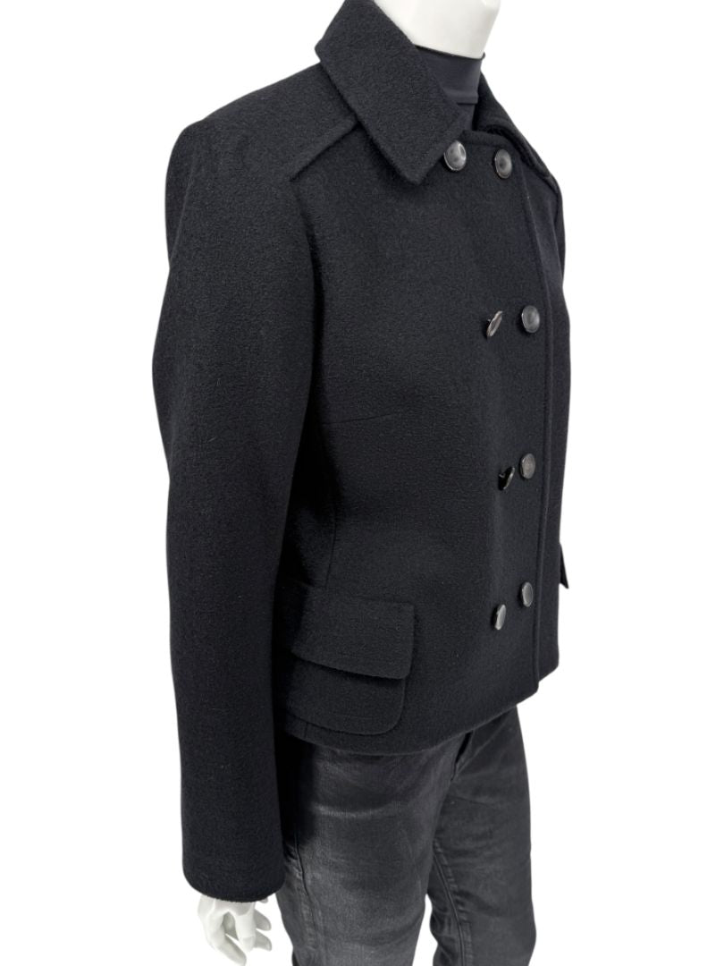 Lida Baday Black Wool Cropped Peacoat – Size 12