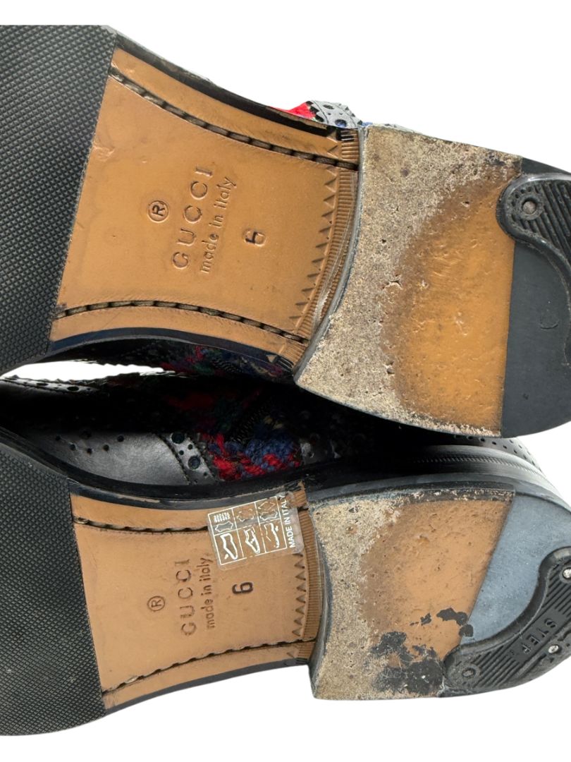 Gucci Tartan Wool & Leather Buckle Combat Boots – Men’s Size 6 (EU 40)
