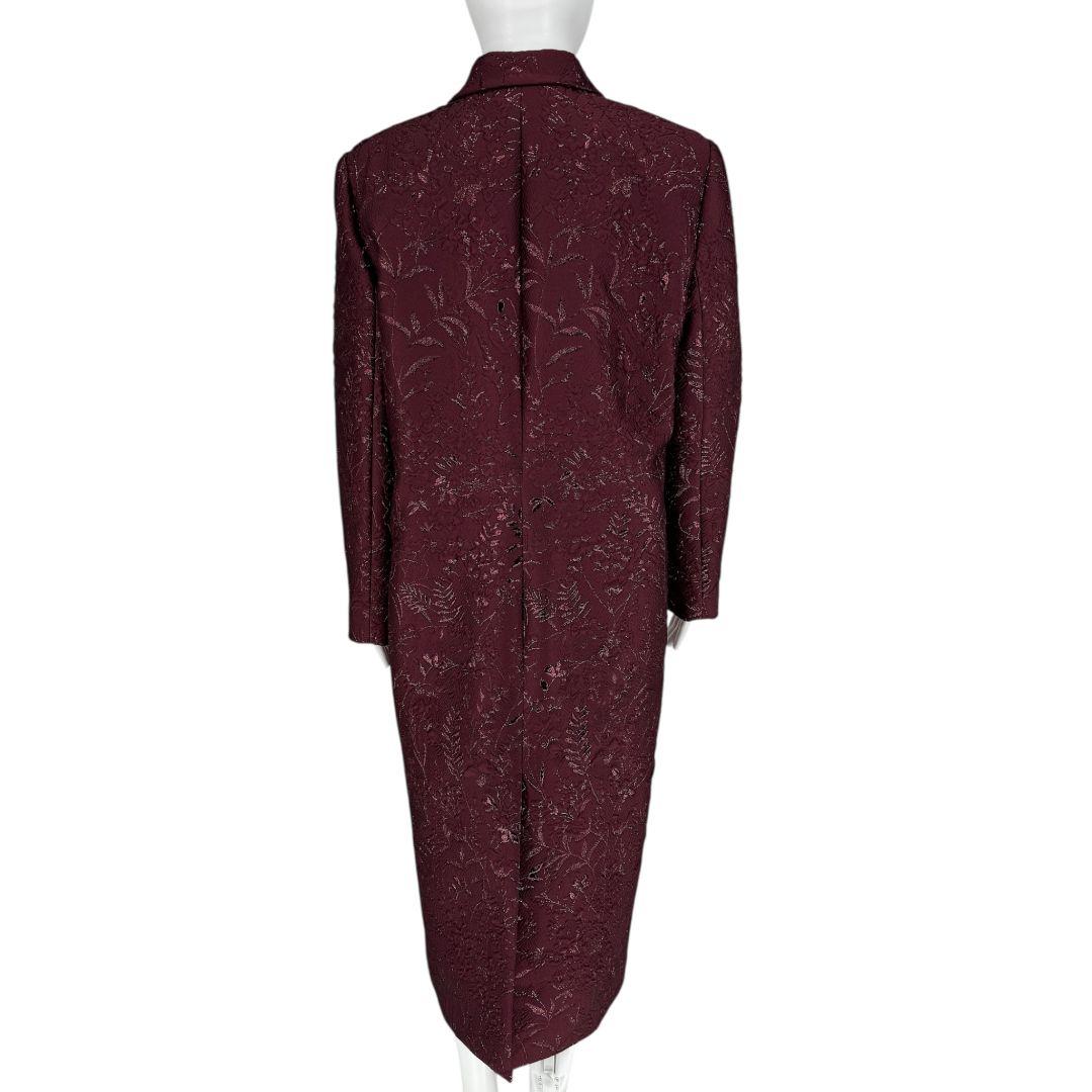 Pamella Roland -Wine Brocade Metallic Floral Dress & Coat Set - Size 8/10