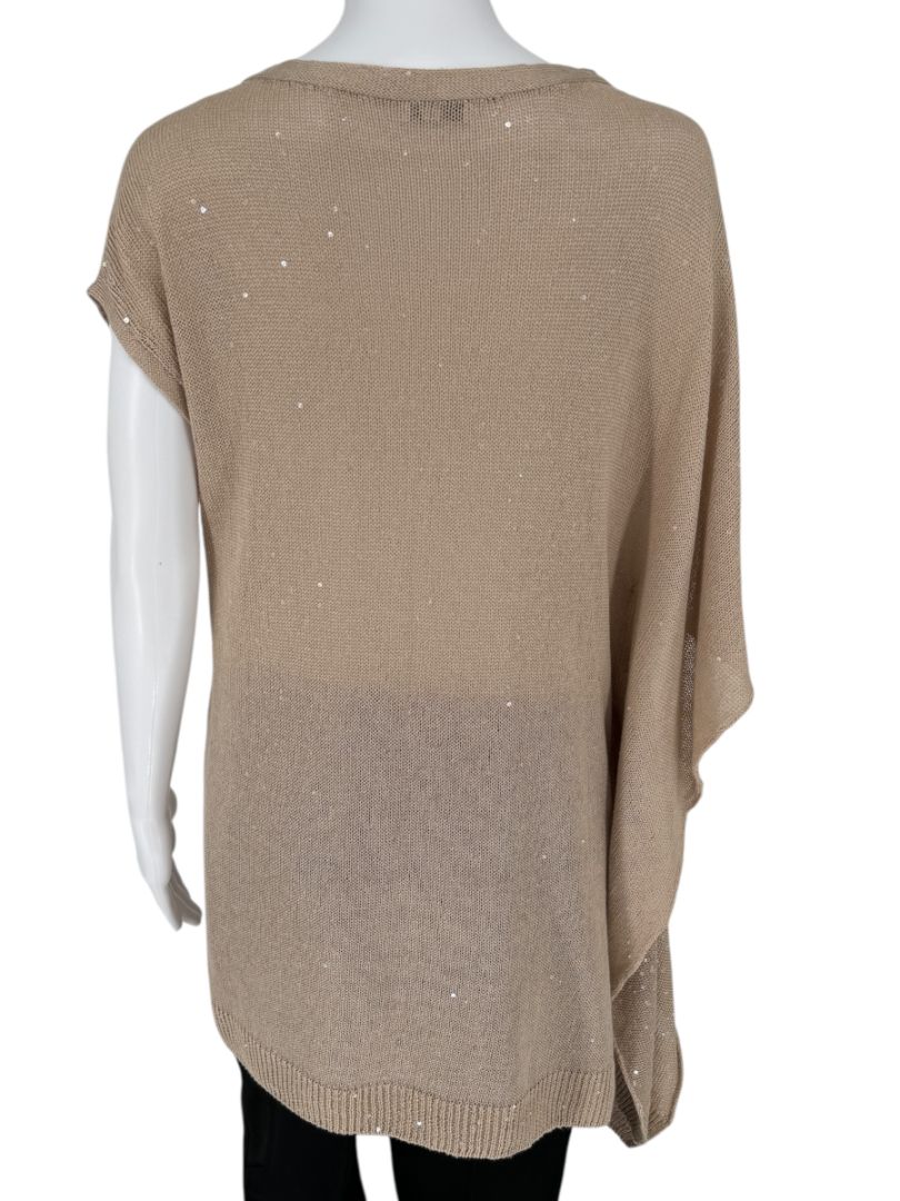 Brunello Cucinelli Linen-Silk Asymmetric Sequin Sweater – Size L